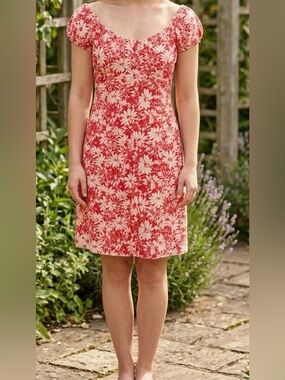 Madewell Burnt Orange and White Dress